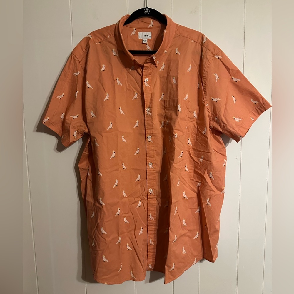 NWOT Men’s Sonoma Big & Tall Button down short sleeve Hawaiian Shirt. Size 3XB